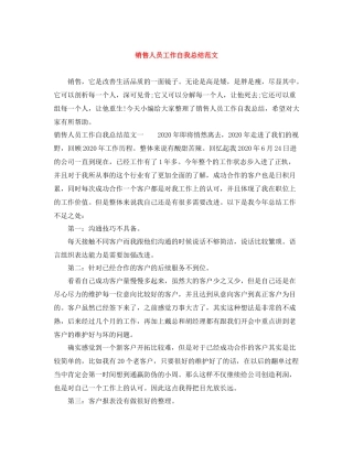销售人员工作自我总结范文