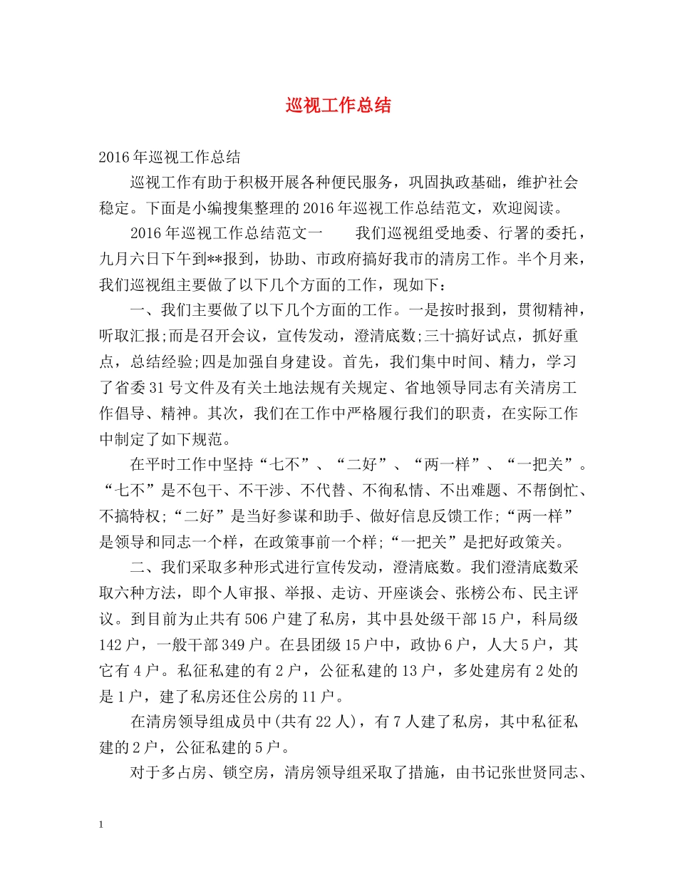 巡视工作总结 _第1页