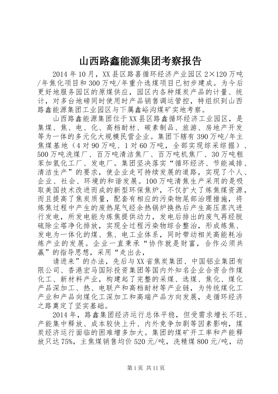 山西路鑫能源集团考察报告_第1页