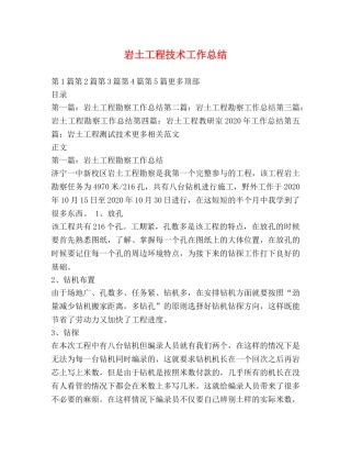 岩土工程技术工作总结 