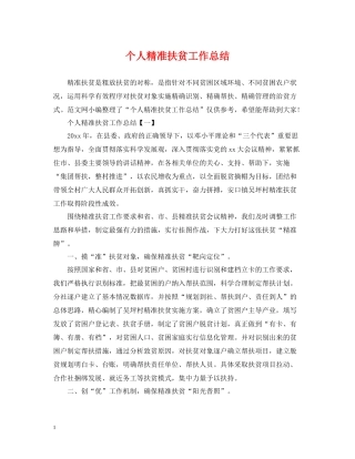 个人精准扶贫工作总结