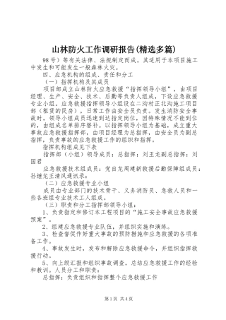 山林防火工作调研报告(精选多篇)