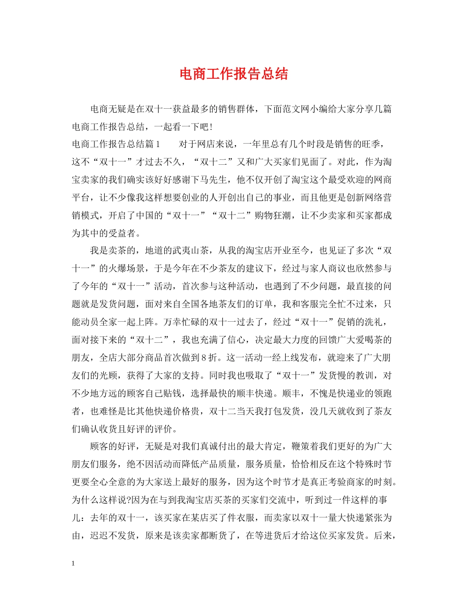 电商工作报告总结_第1页