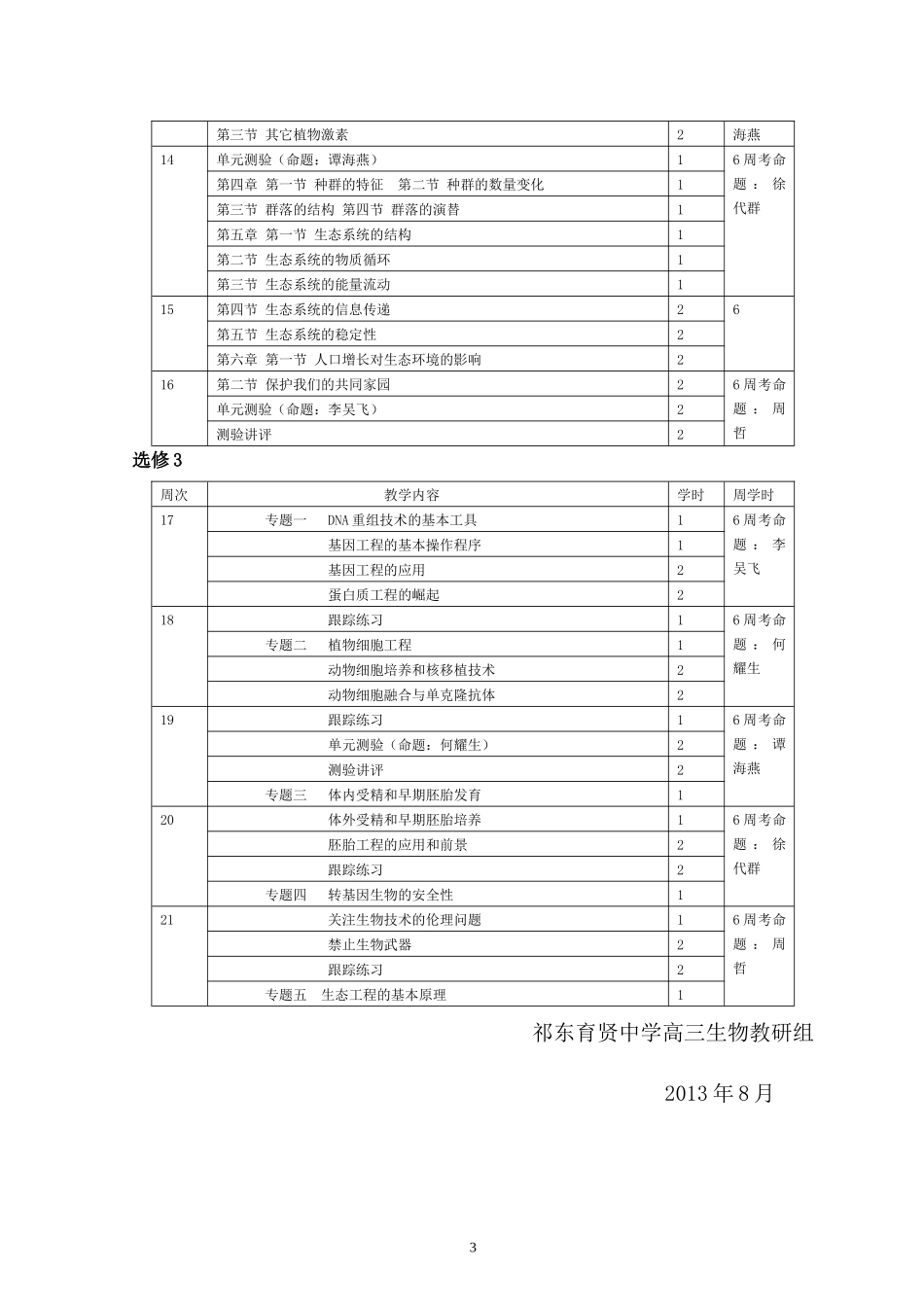 2013-2014学年高三生物复习计划_第3页