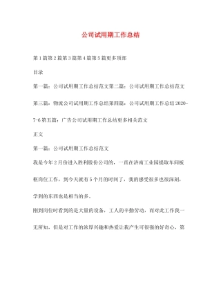 公司试用期工作总结