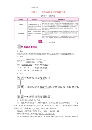 ...化学高考总复习专项突破《盐类水解和沉淀溶解平衡》重点考点名师归纳...