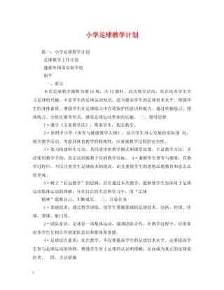 小学足球教学计划 