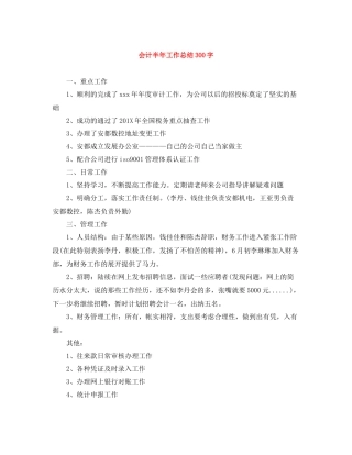 会计半年工作总结300字