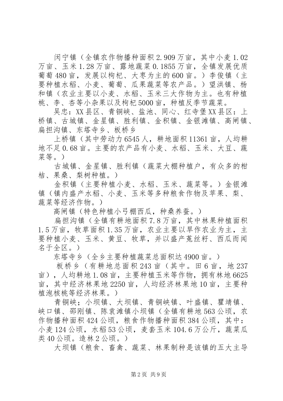 宁夏五大市种植分布报告_第2页