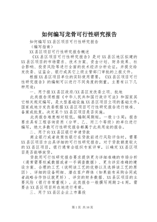 如何编写龙骨可行性研究报告