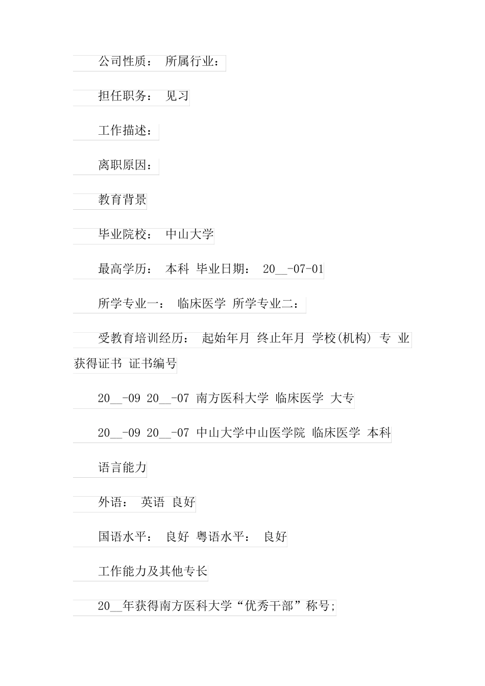 2022医学简历模板_第3页