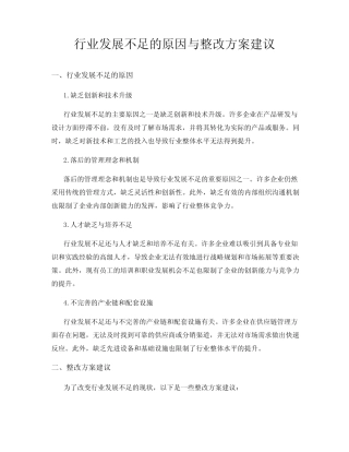 行业发展不足的原因与整改方案建议 