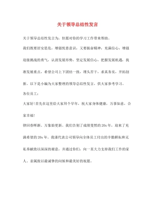 关于领导总结性发言