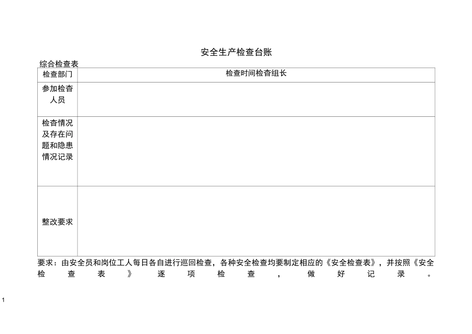 安全生产检查台账_第1页