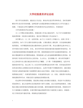 大学纪检委员评议总结