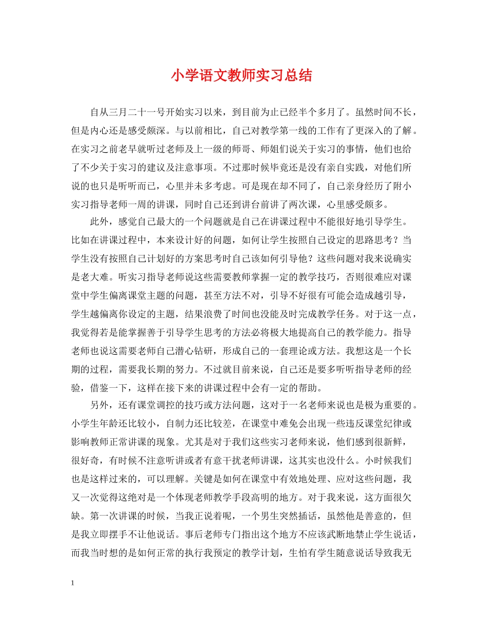 小学语文教师实习总结 _第1页