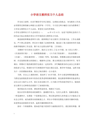 小学语文教师实习个人总结 