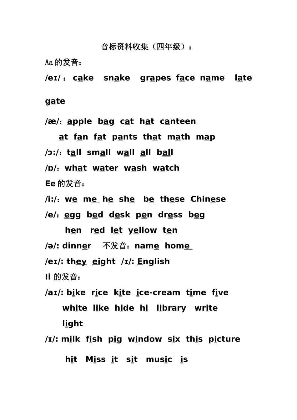 四年级音标资料收集_第1页