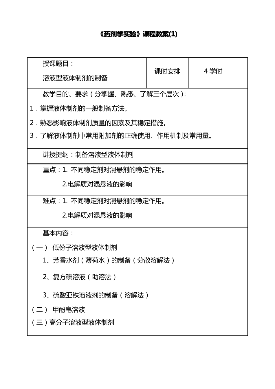 药剂学试验课程教案_第1页