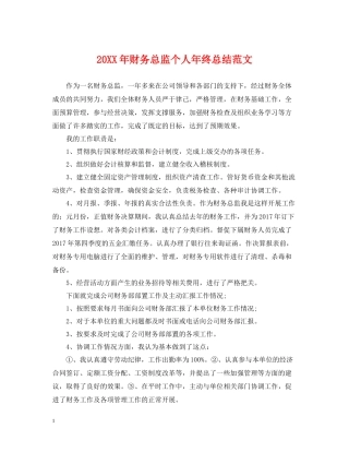 财务总监个人年终总结范文