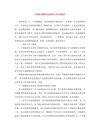 小学语文教师专业技术工作小结范文 