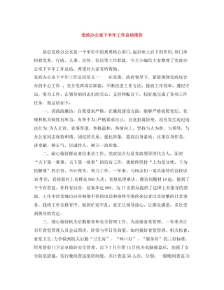 党政办公室下半年工作总结报告