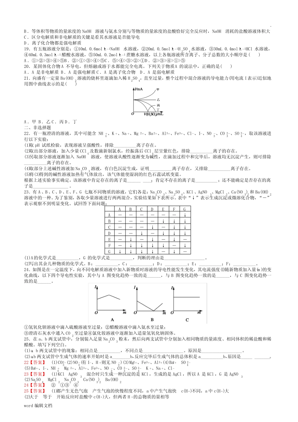 电解质、强弱电解质练习_第2页