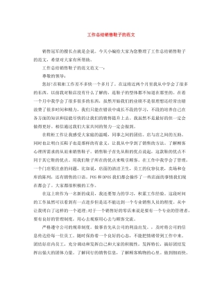 工作总结销售鞋子的范文