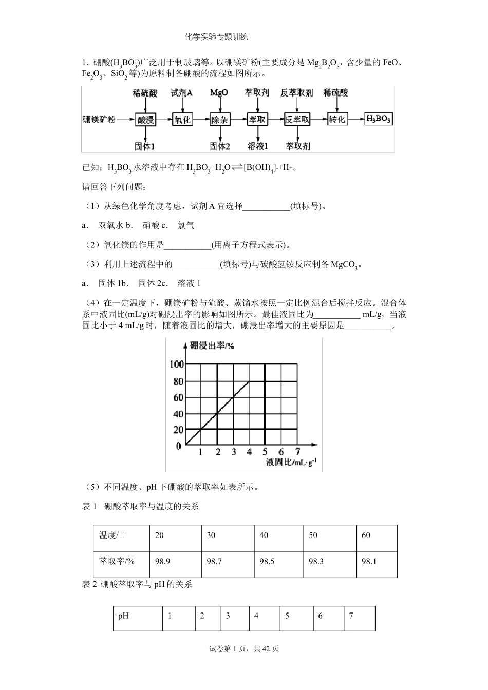 2022届高三化学二轮复习化学试验专题训练_第1页