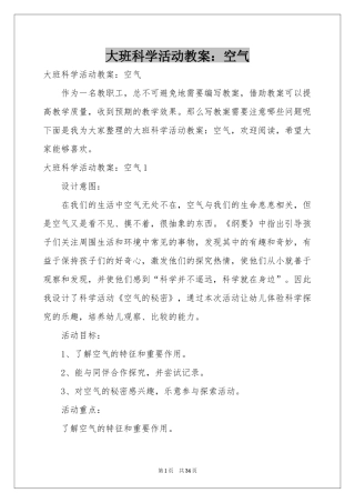 大班科学活动教案：空气