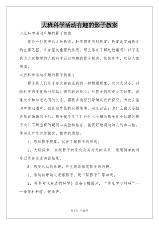 大班科学活动有趣的影子教案