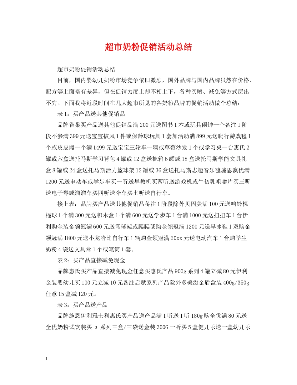超市奶粉促销活动总结_第1页
