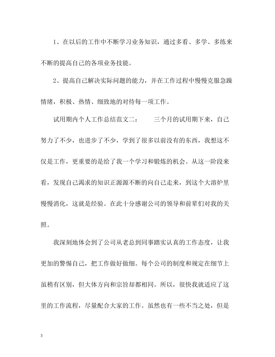 试用期内个人工作总结_第3页