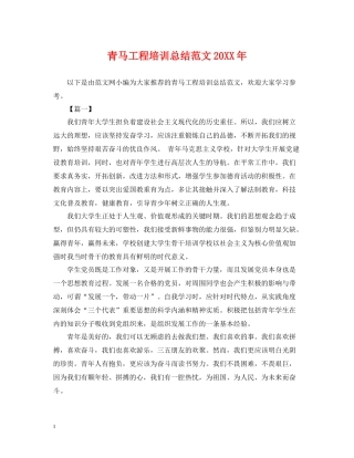 青马工程培训总结范文