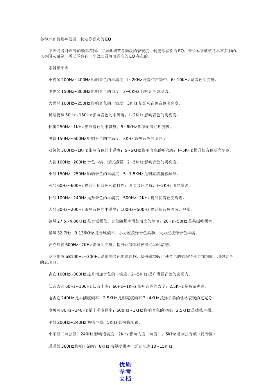 [实用参考]各种声音的频率范围_第1页