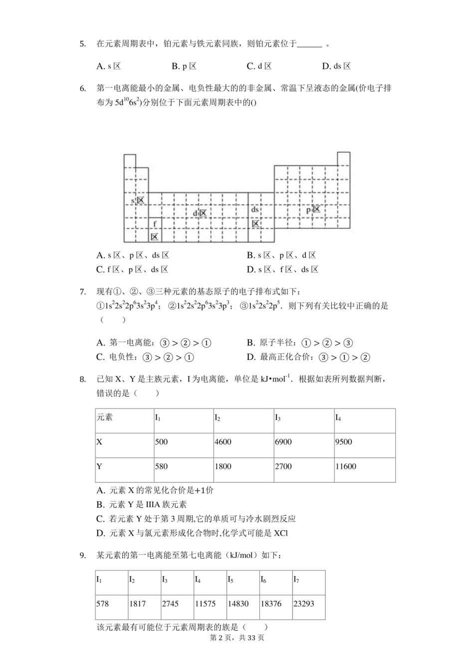 2020届高三专题复习《原子结构与性质——元素性质的递变规律》_百度文..._第2页