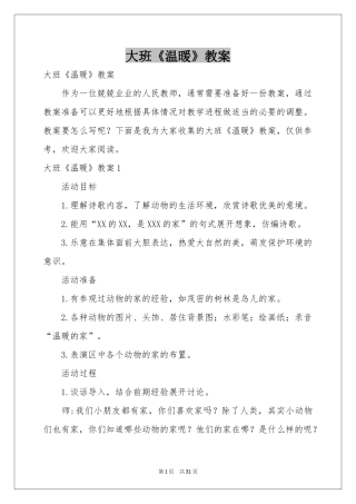 大班《温暖》教案