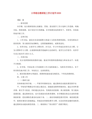 小学综合教研组工作计划书2020 