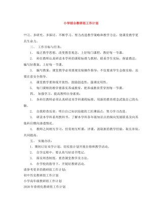 小学综合教研组工作计划 