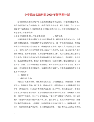 小学综合实践科组2020年新学期计划 