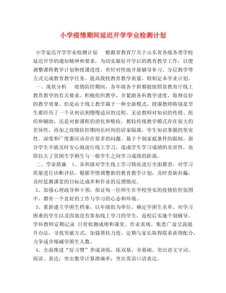 小学疫情期间延迟开学学业检测计划 