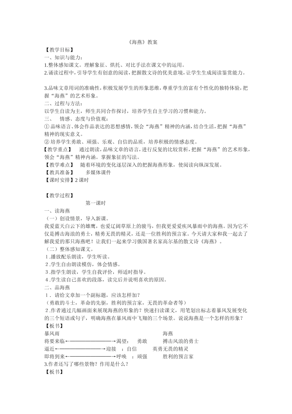 《海燕》教学设计_第1页