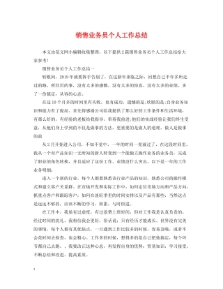 销售业务员个人工作总结