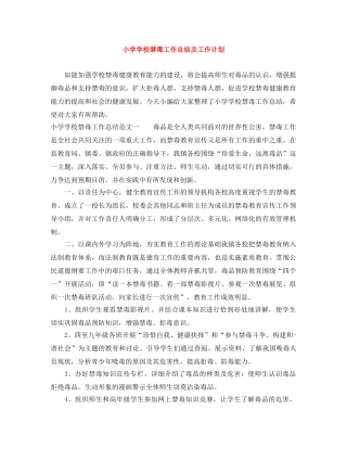 小学学校禁毒工作总结及工作计划 