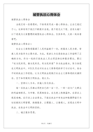 城管执法体会心得