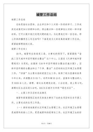 城管工作参考总结