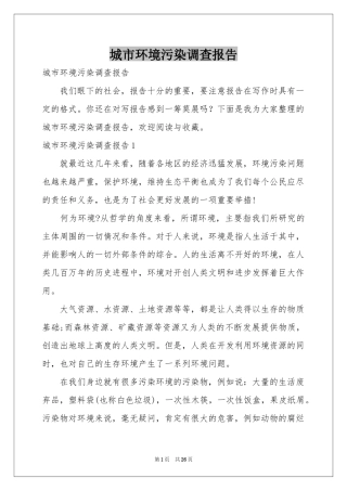 城市环境污染调查报告