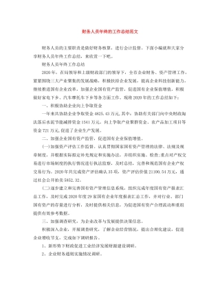 财务人员年终的工作总结范文