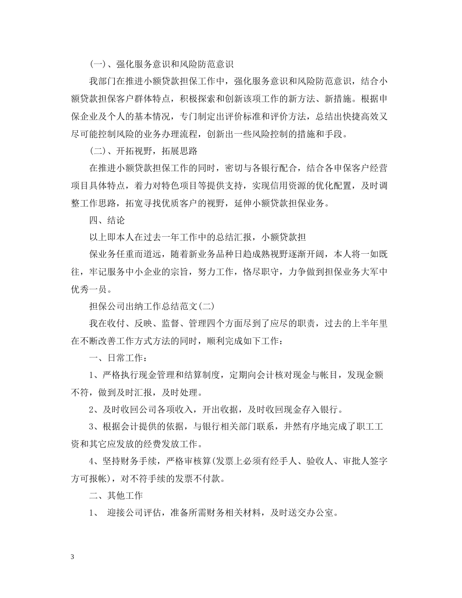 担保公司出纳工作总结范文_第3页