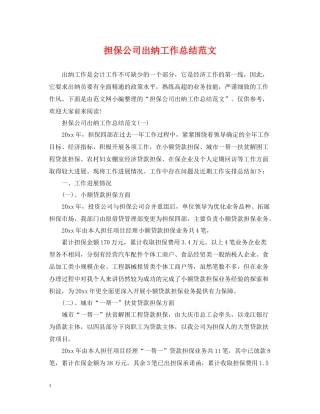 担保公司出纳工作总结范文